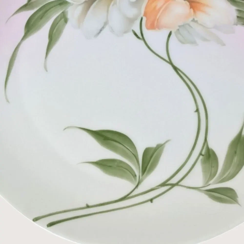 Antique Z S And Co Bavaria Floral Hand Painted Handled Dresser Tray Plate